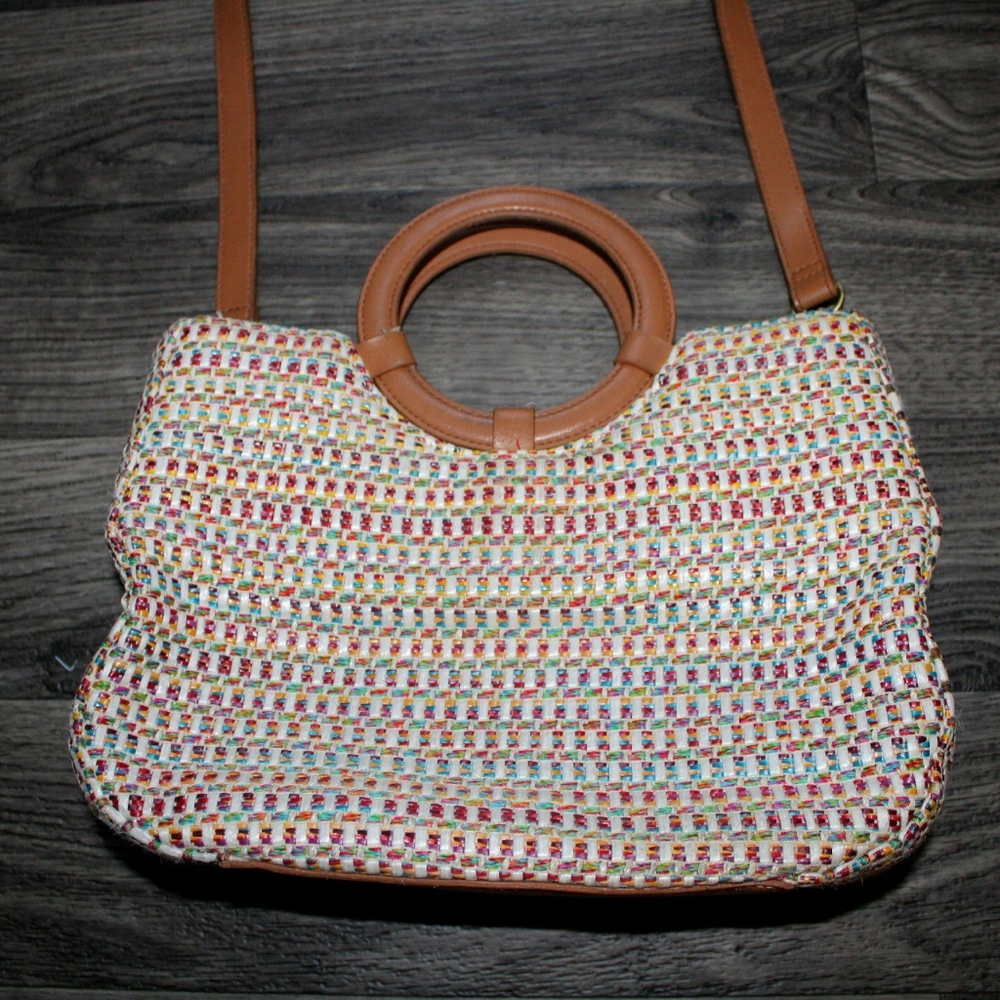 Large woven multicolor Fossil purse